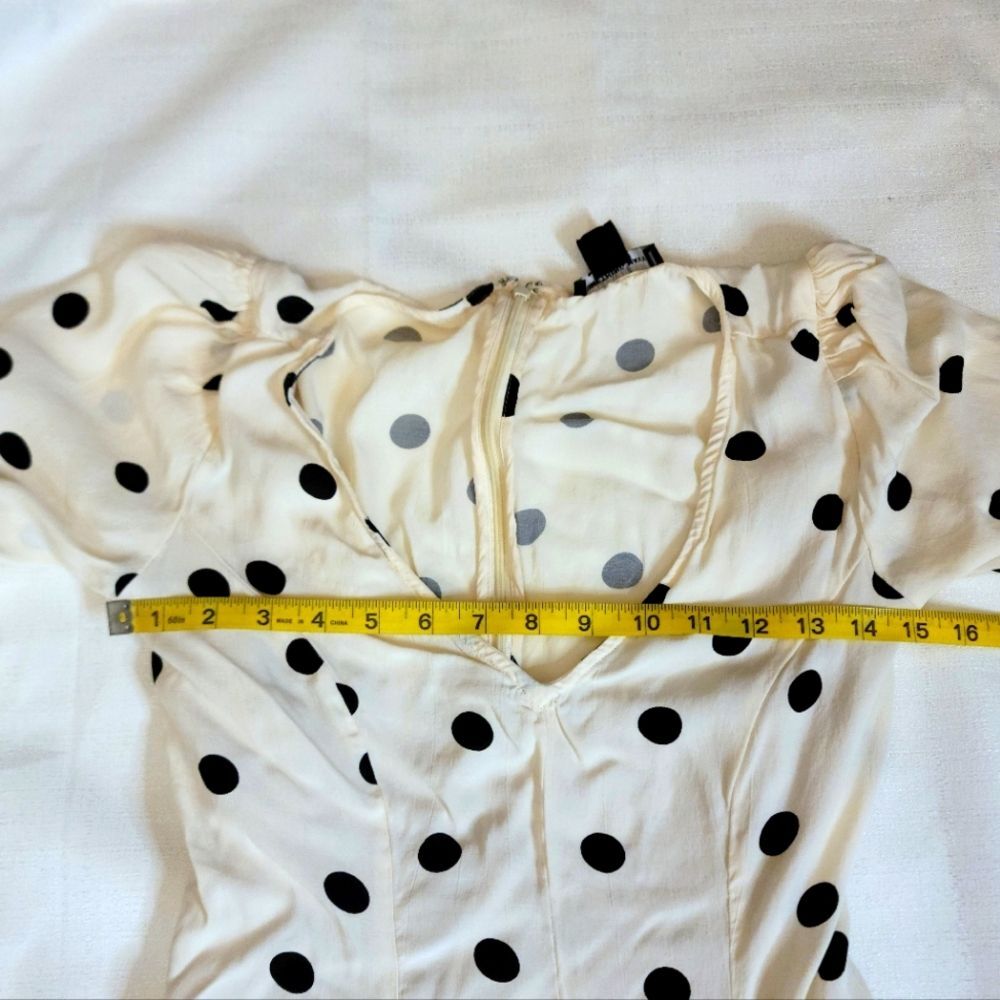 Something Navy Arielle Charnas Black Cream Polka Dot Midi Dress Size XS - Picture 3 of 12